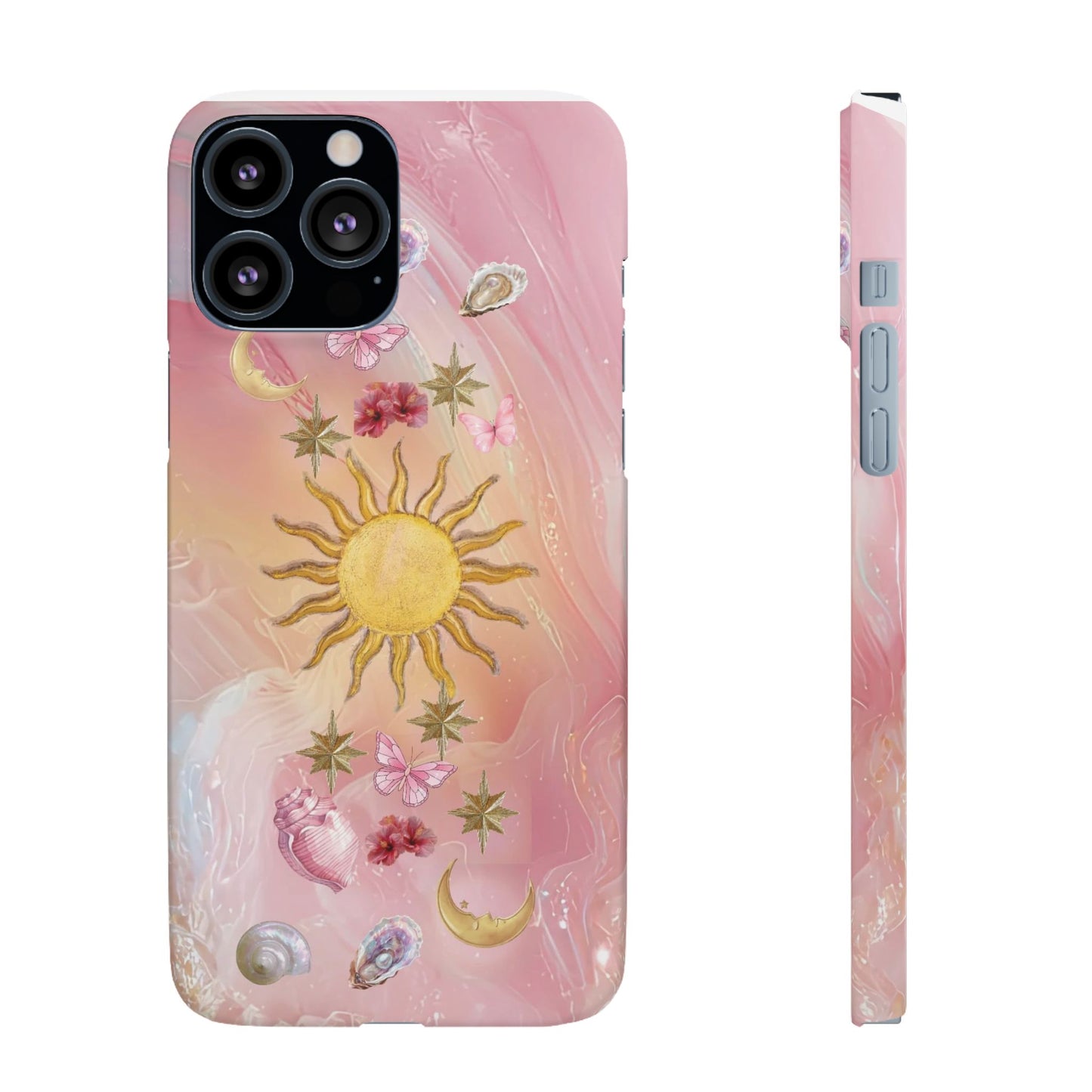 Celestial Sun & Moon Pink | Slim Snap iPhone Case
