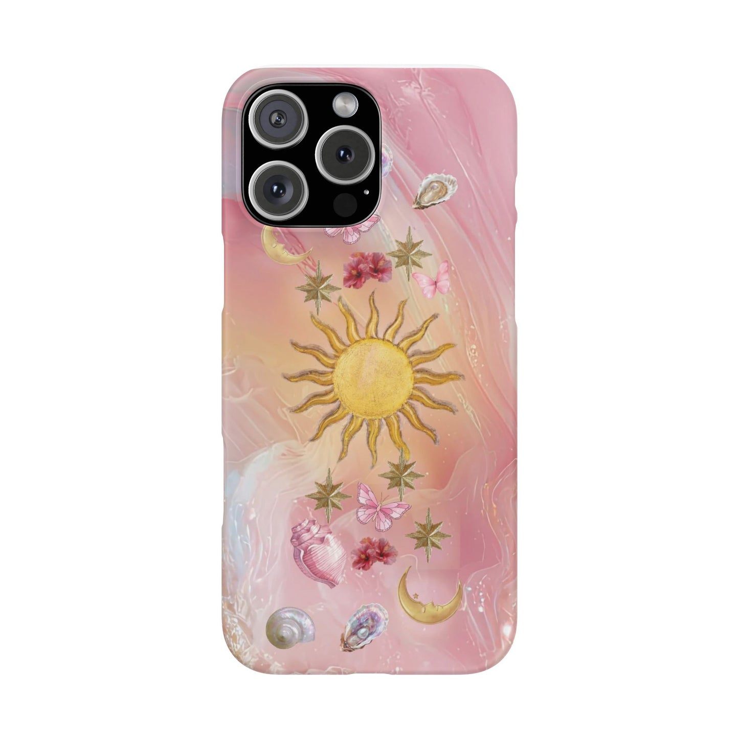 Celestial Sun & Moon Pink | Slim Snap iPhone Case