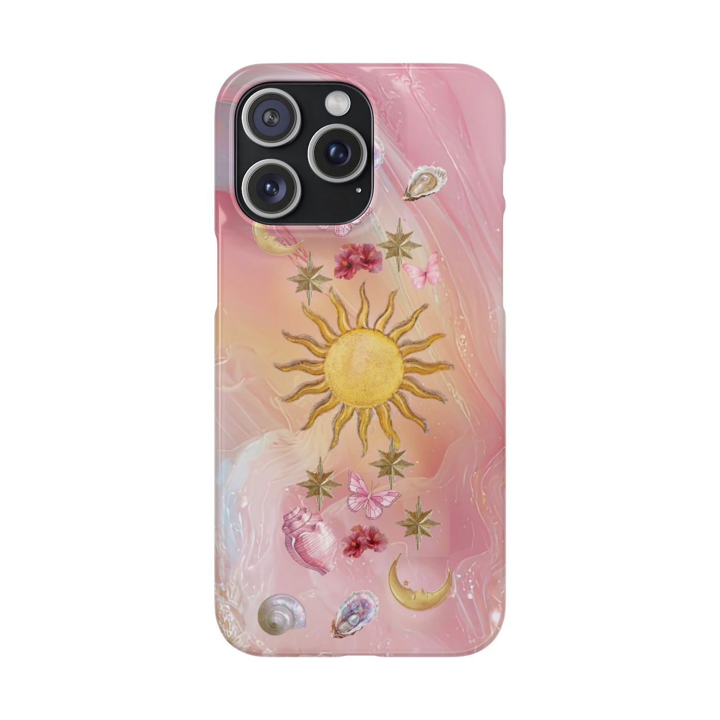 Celestial Sun & Moon Pink | Slim Snap iPhone Case