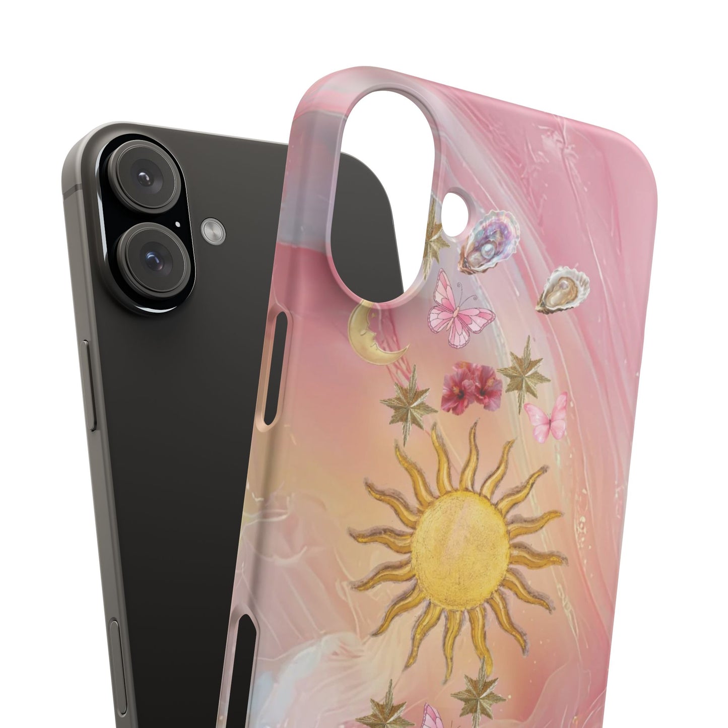 Celestial Sun & Moon Pink | Slim Snap iPhone Case