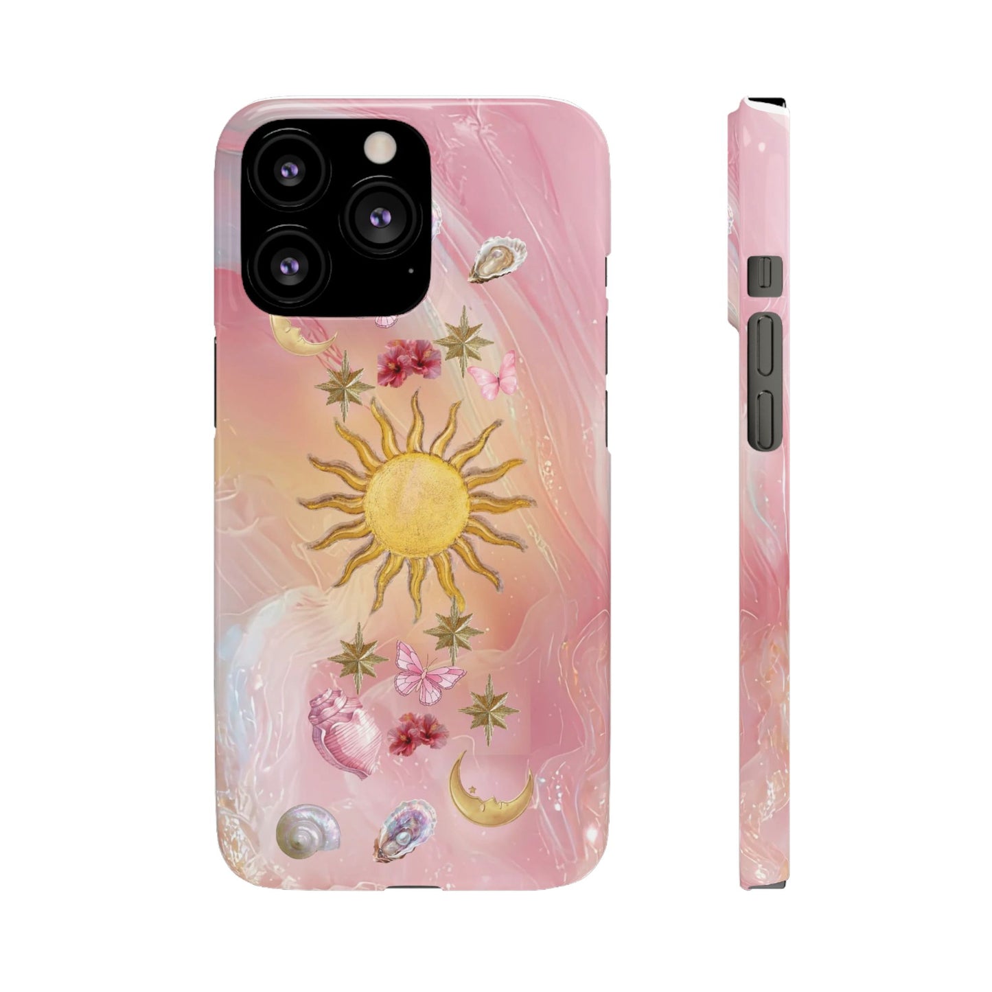 Celestial Sun & Moon Pink | Slim Snap iPhone Case