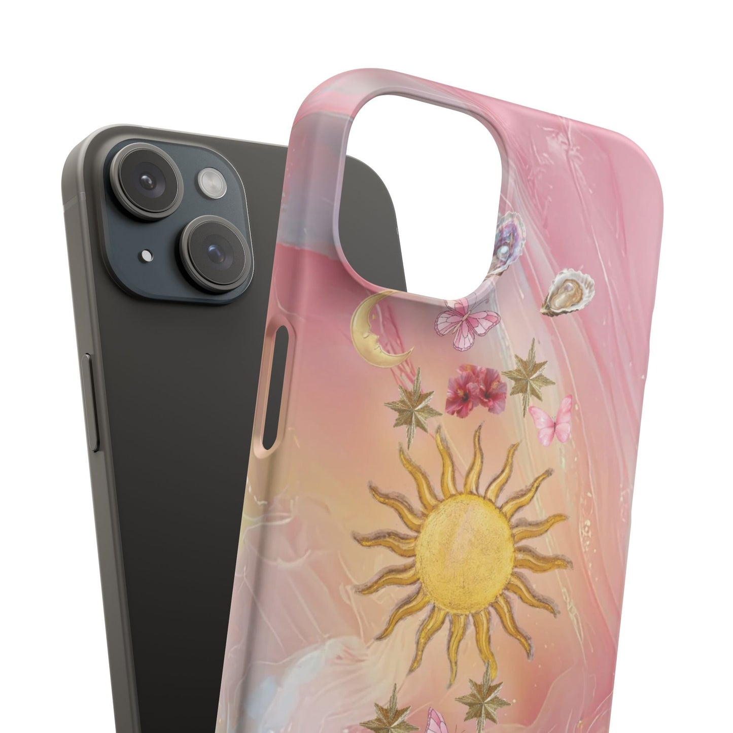 Celestial Sun & Moon Pink | Slim Snap iPhone Case