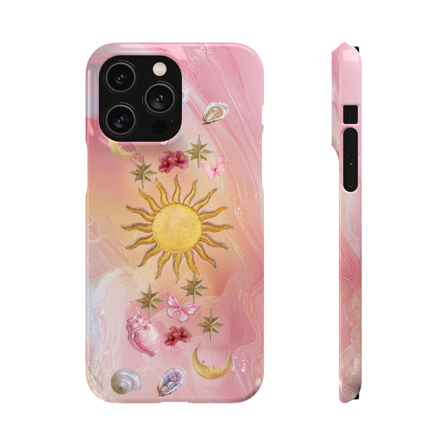 Celestial Sun & Moon Pink | Slim Snap iPhone Case