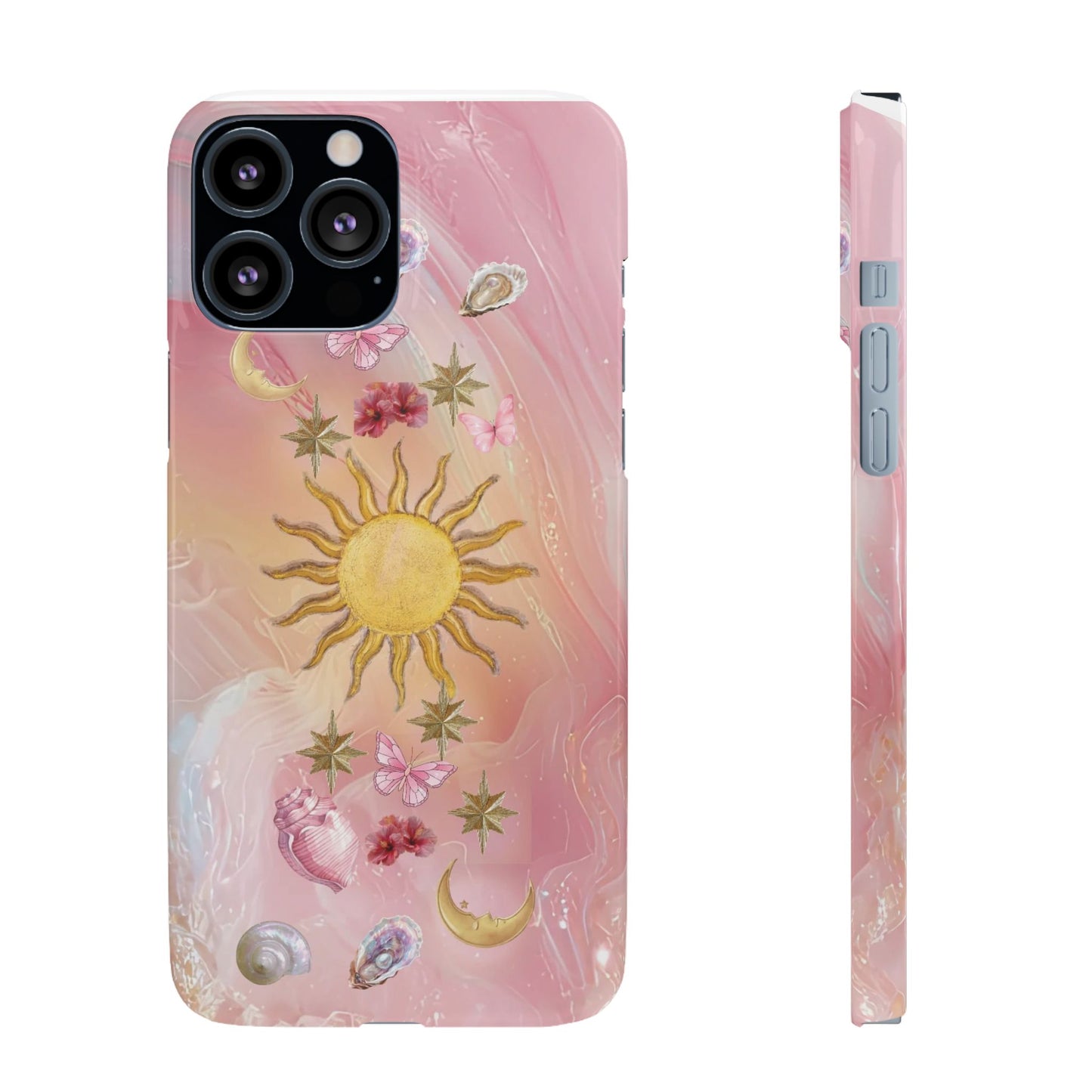 Celestial Sun & Moon Pink | Slim Snap iPhone Case