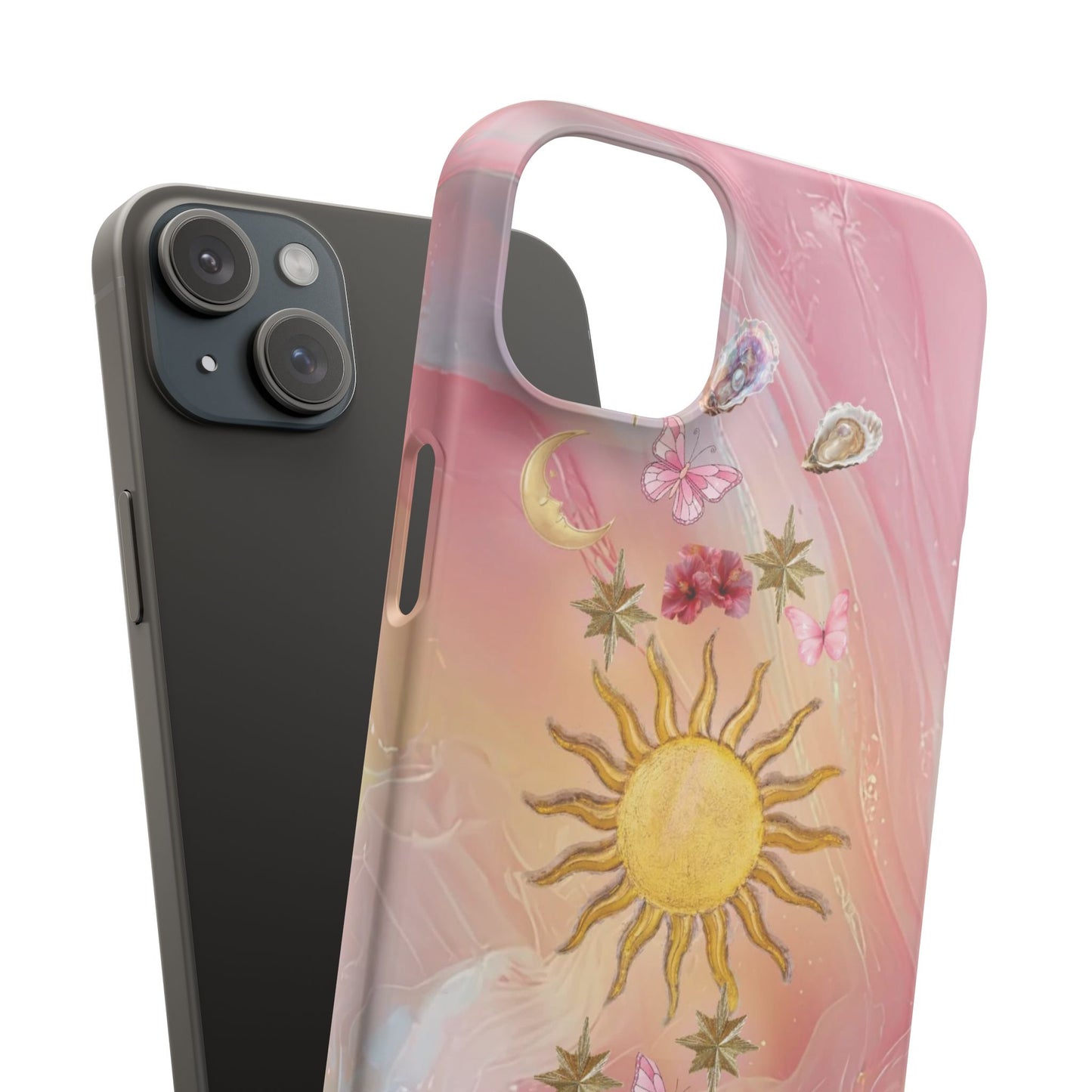 Celestial Sun & Moon Pink | Slim Snap iPhone Case