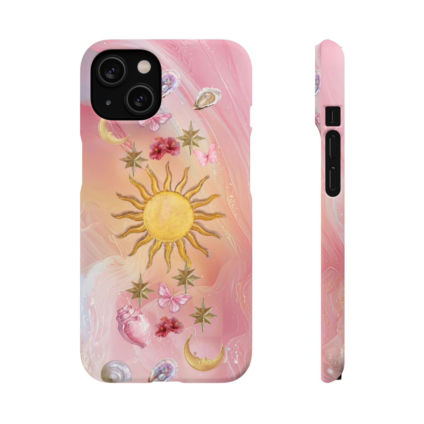 Celestial Sun & Moon Pink | Slim Snap iPhone Case