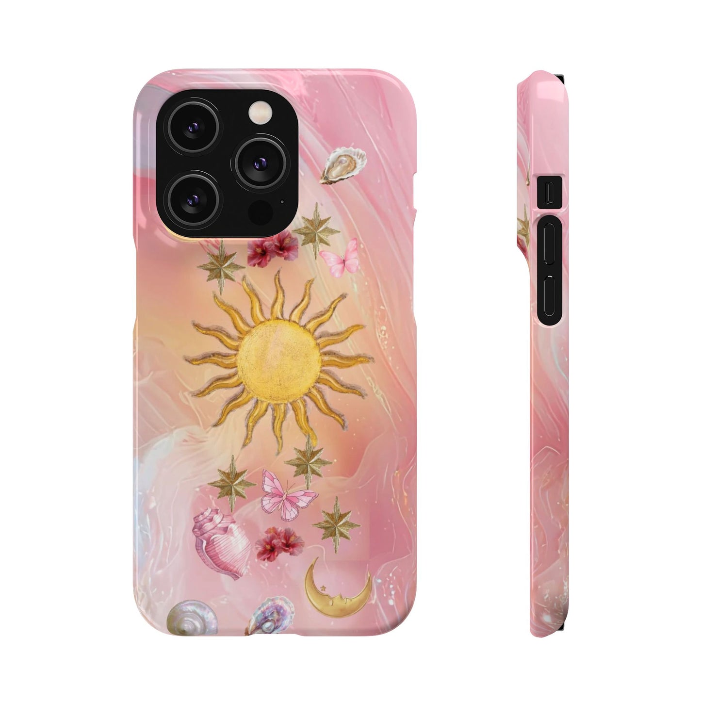 Celestial Sun & Moon Pink | Slim Snap iPhone Case