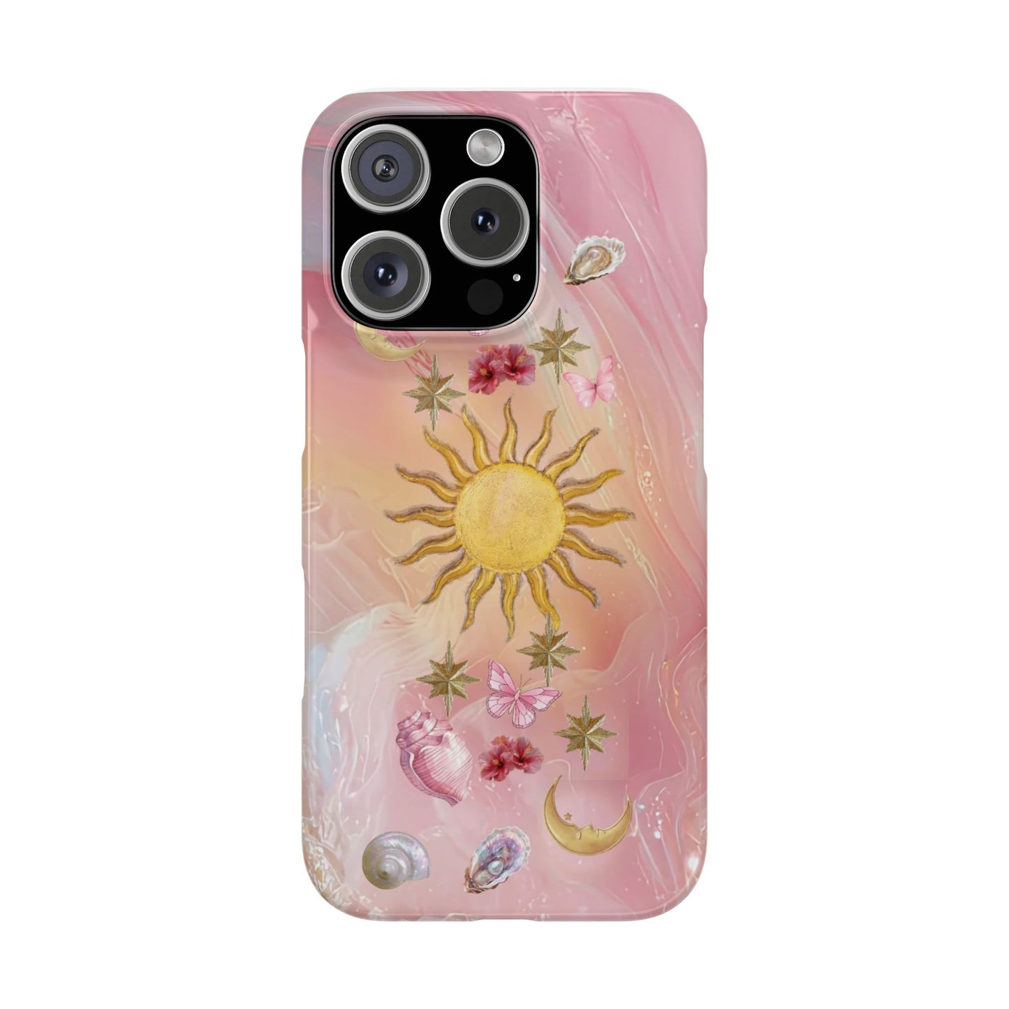 Celestial Sun & Moon Pink | Slim Snap iPhone Case