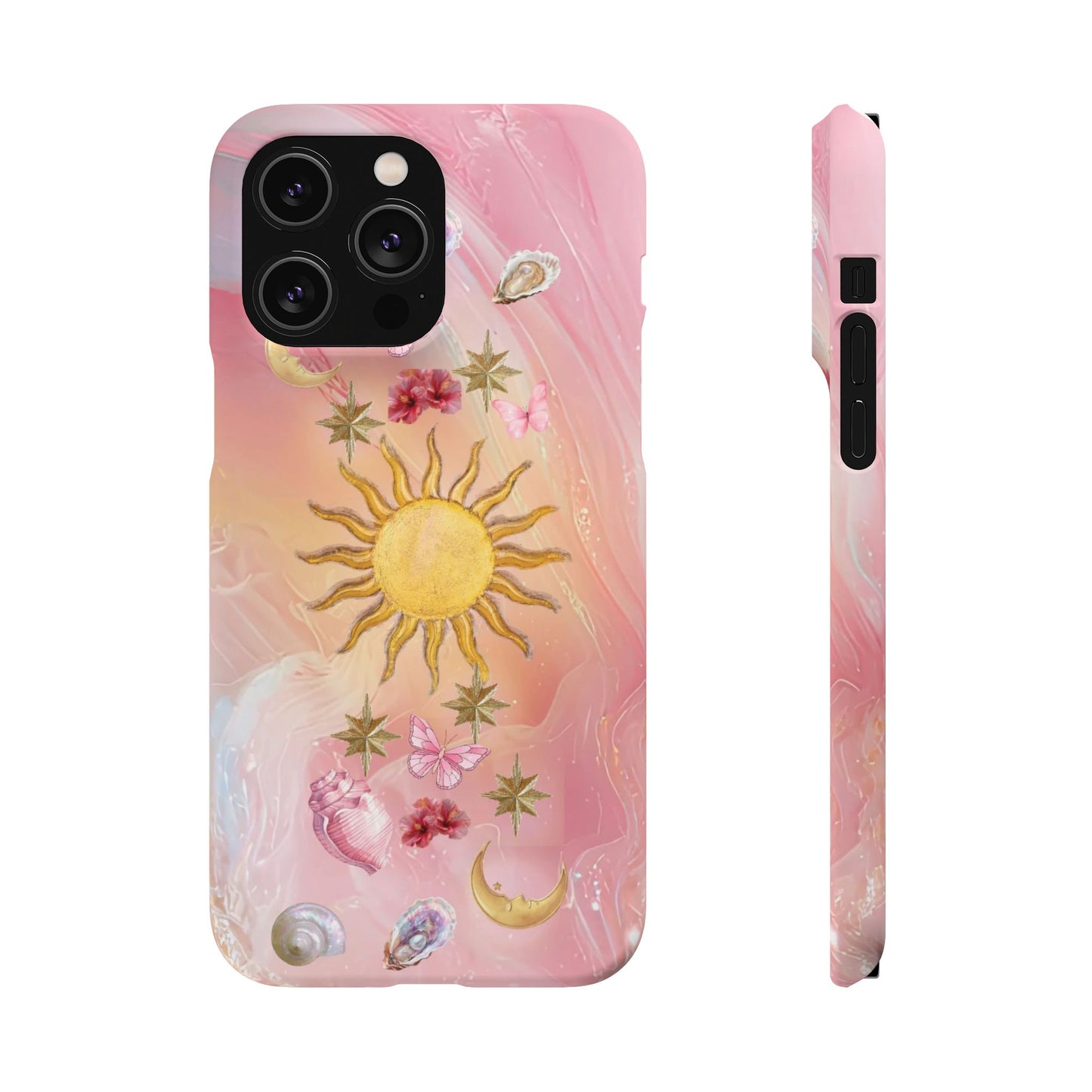 Celestial Sun & Moon Pink | Slim Snap iPhone Case