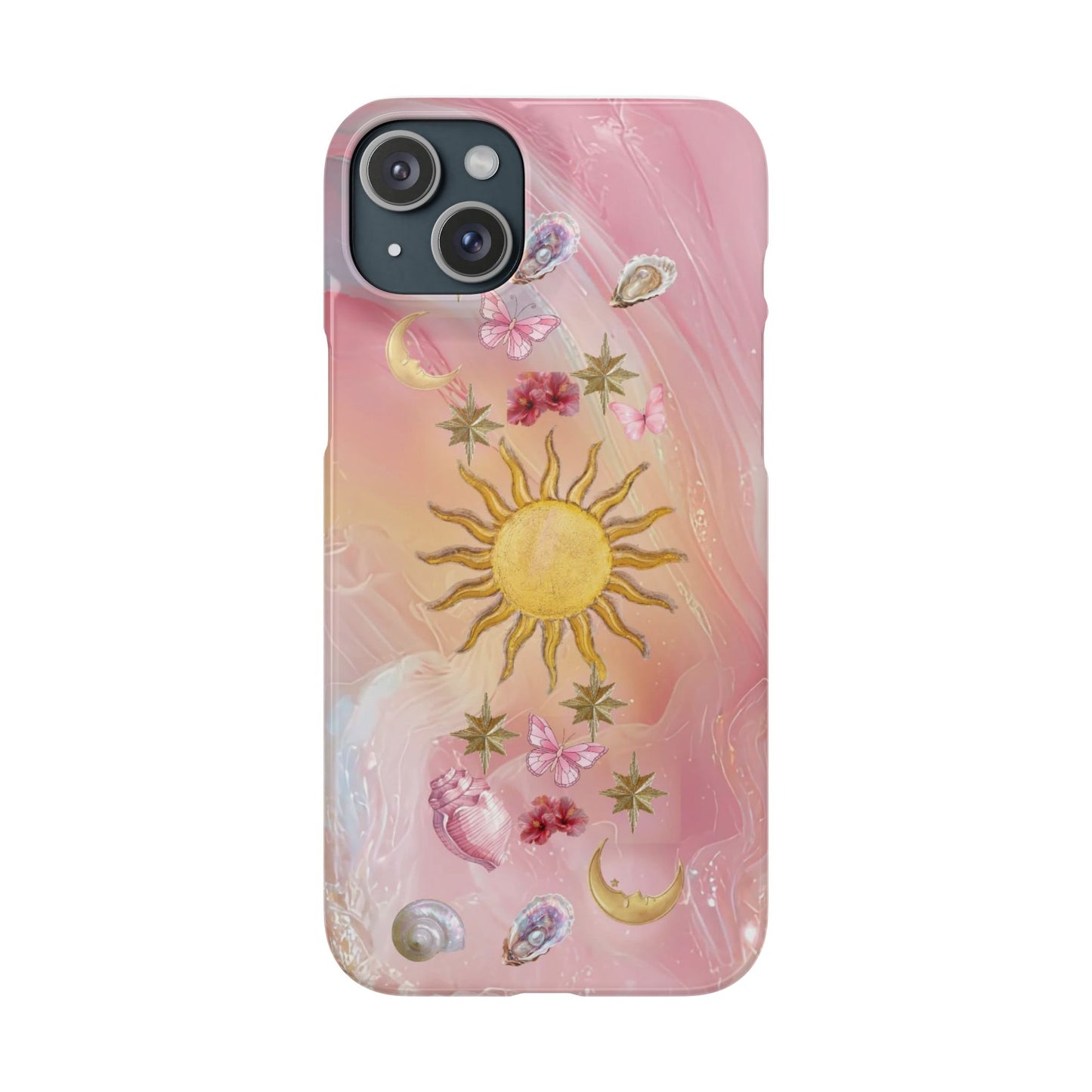 Celestial Sun & Moon Pink | Slim Snap iPhone Case