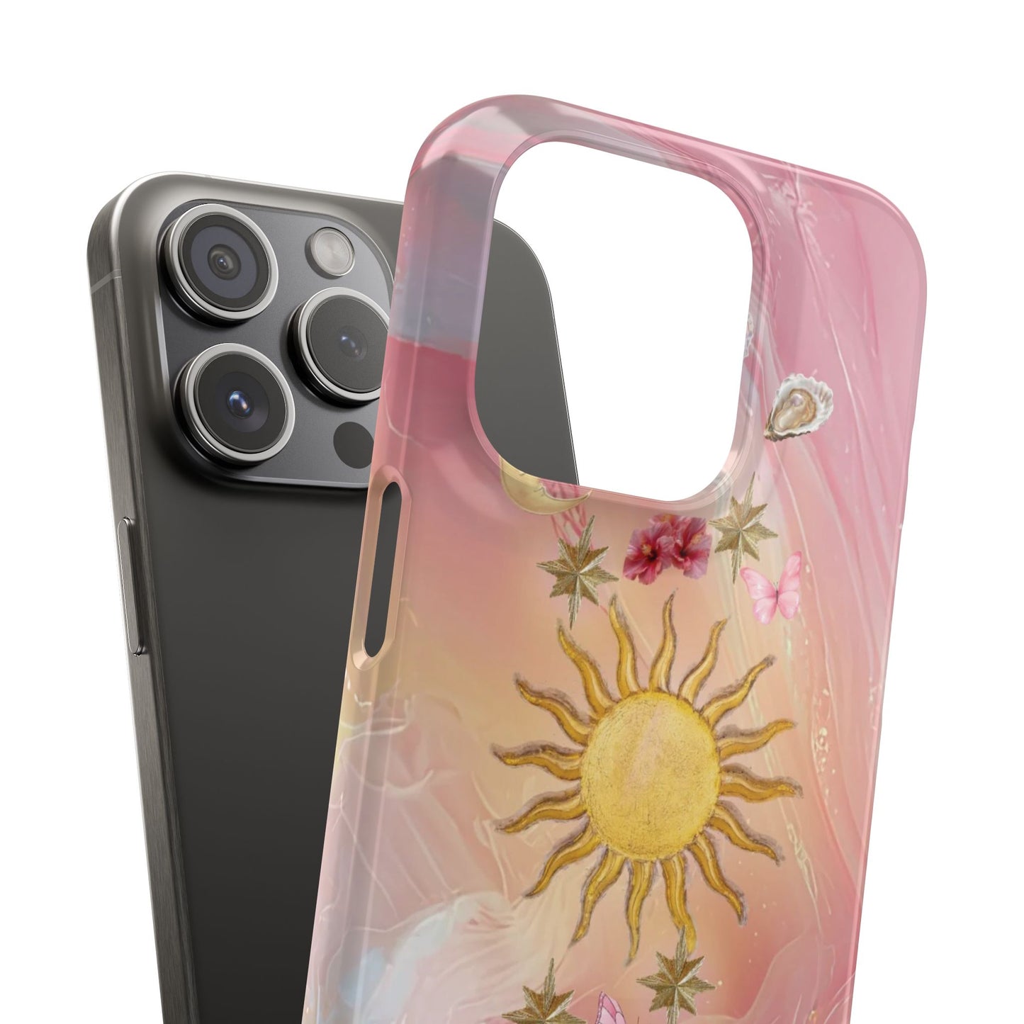 Celestial Sun & Moon Pink | Slim Snap iPhone Case