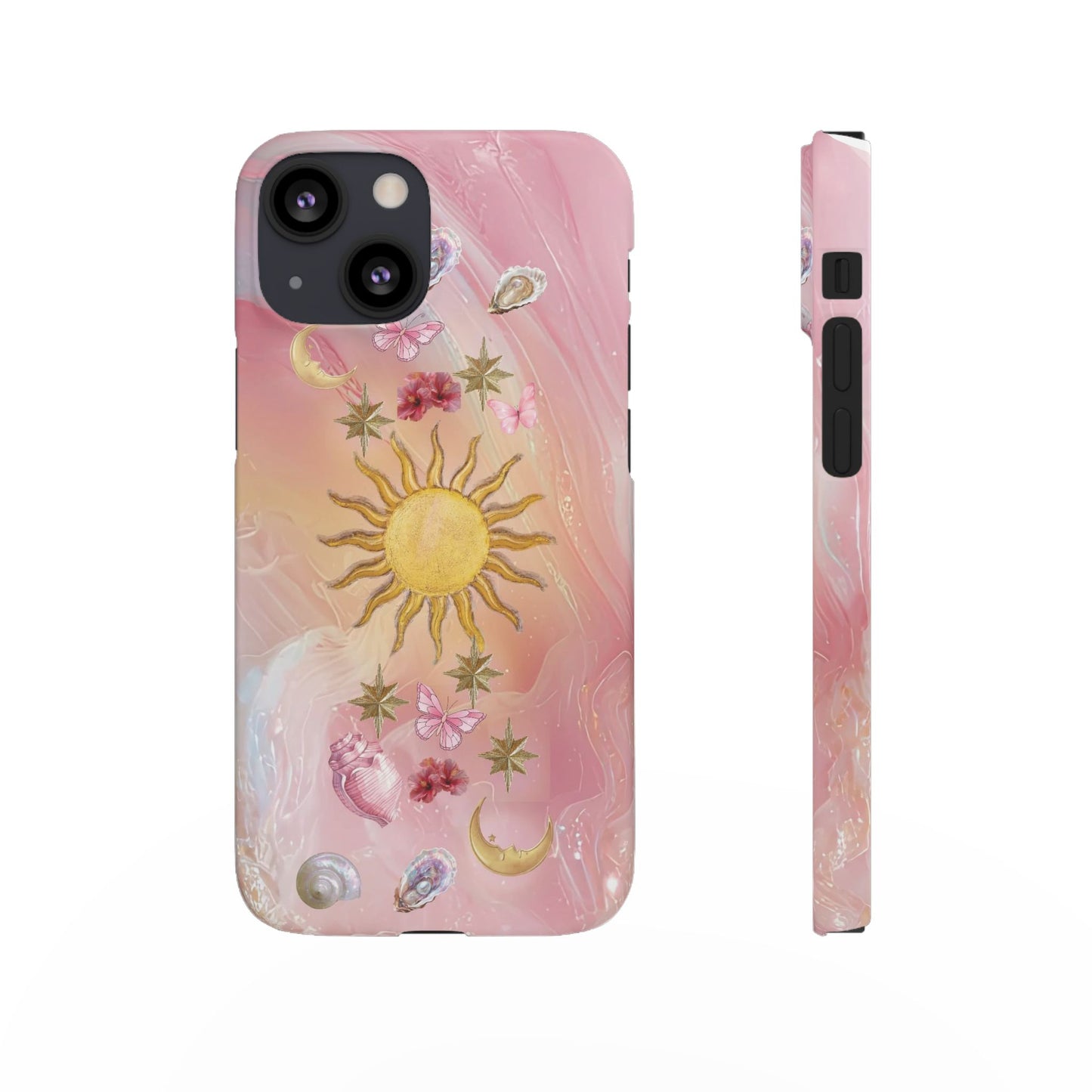 Celestial Sun & Moon Pink | Slim Snap iPhone Case