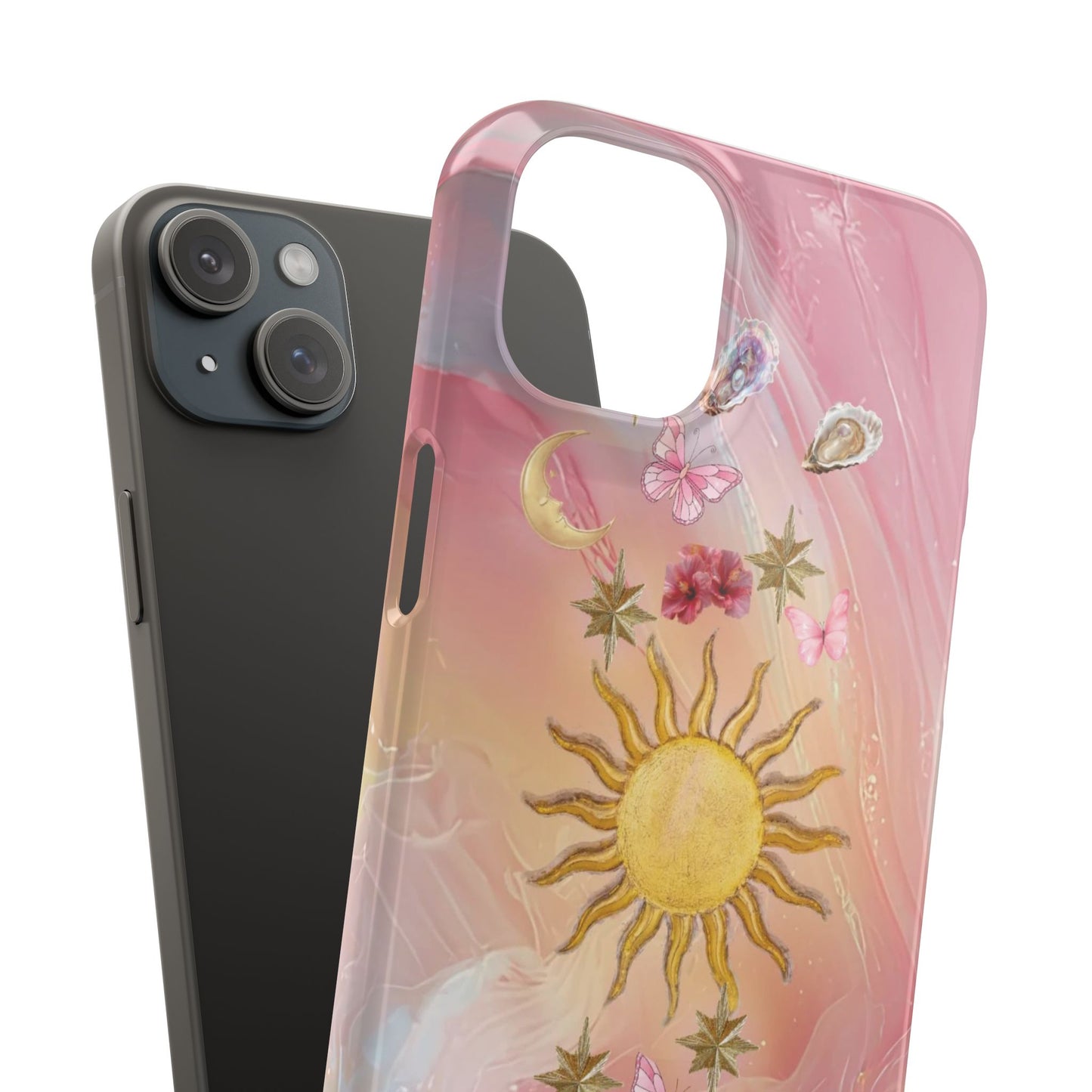 Celestial Sun & Moon Pink | Slim Snap iPhone Case