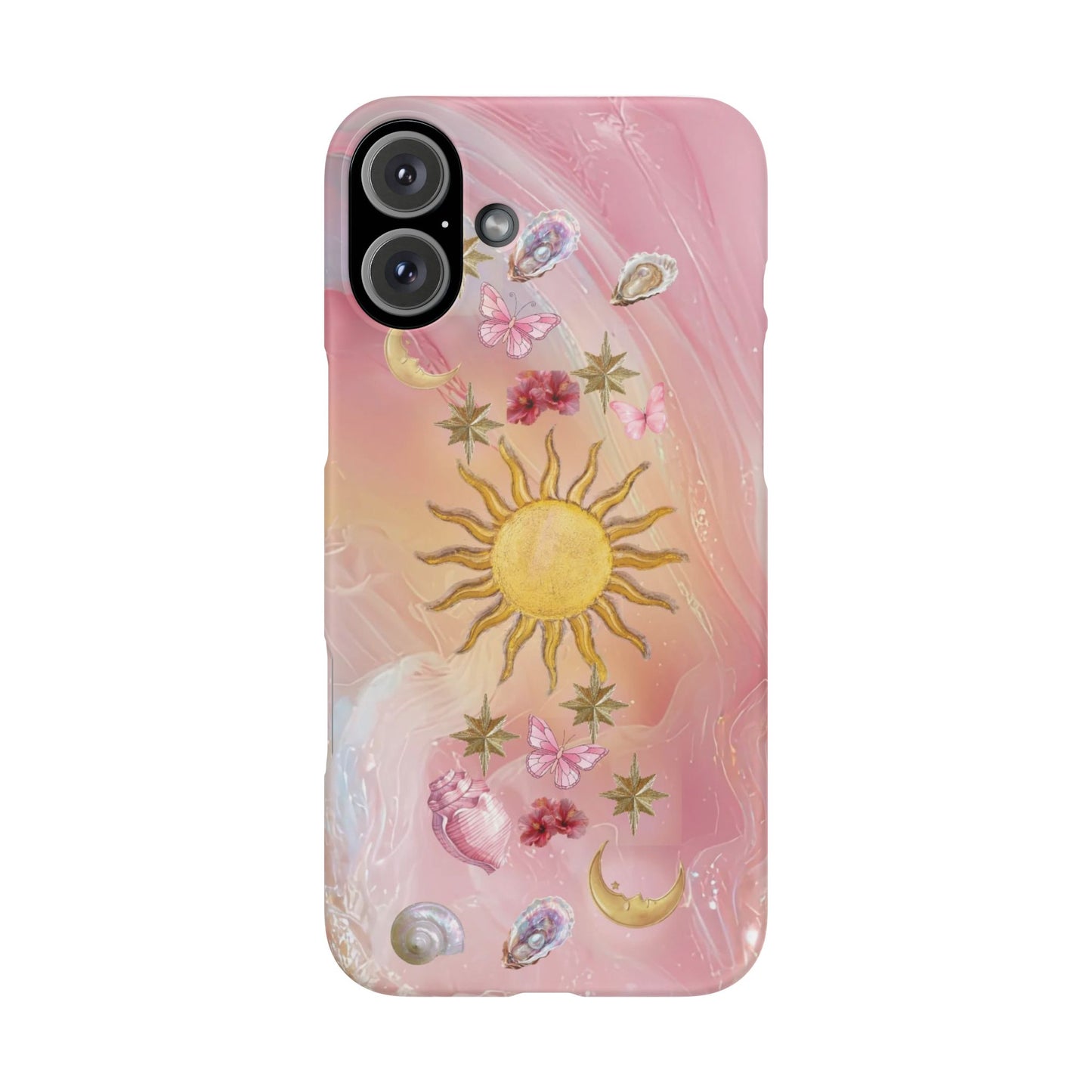 Celestial Sun & Moon Pink | Slim Snap iPhone Case