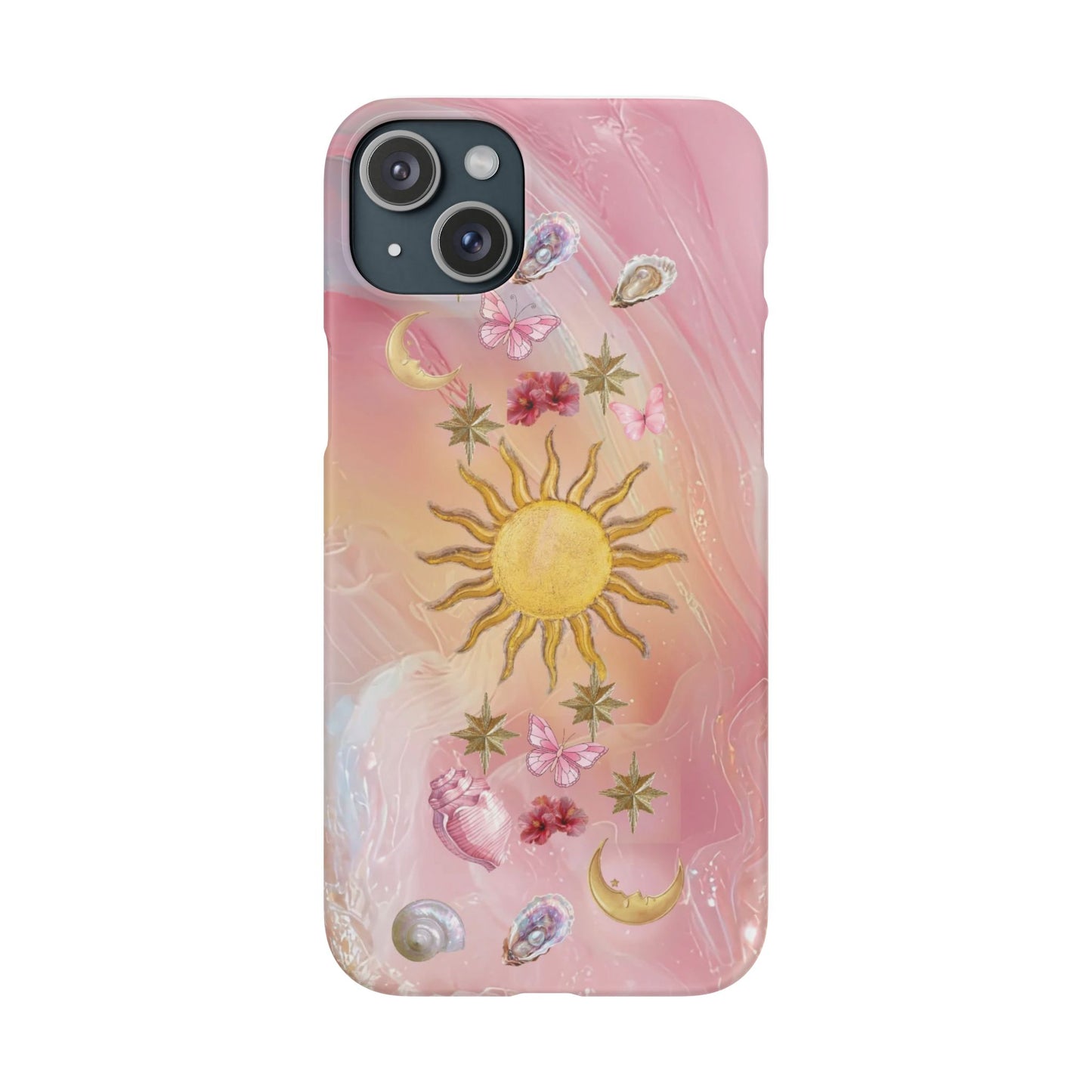 Celestial Sun & Moon Pink | Slim Snap iPhone Case