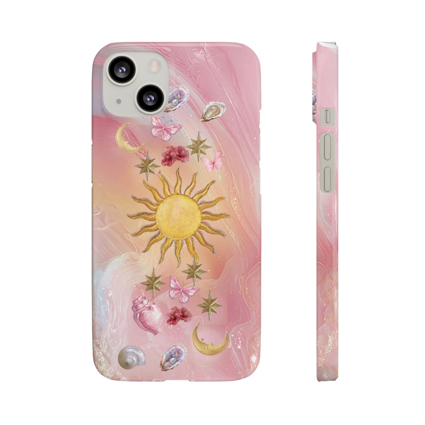 Celestial Sun & Moon Pink | Slim Snap iPhone Case