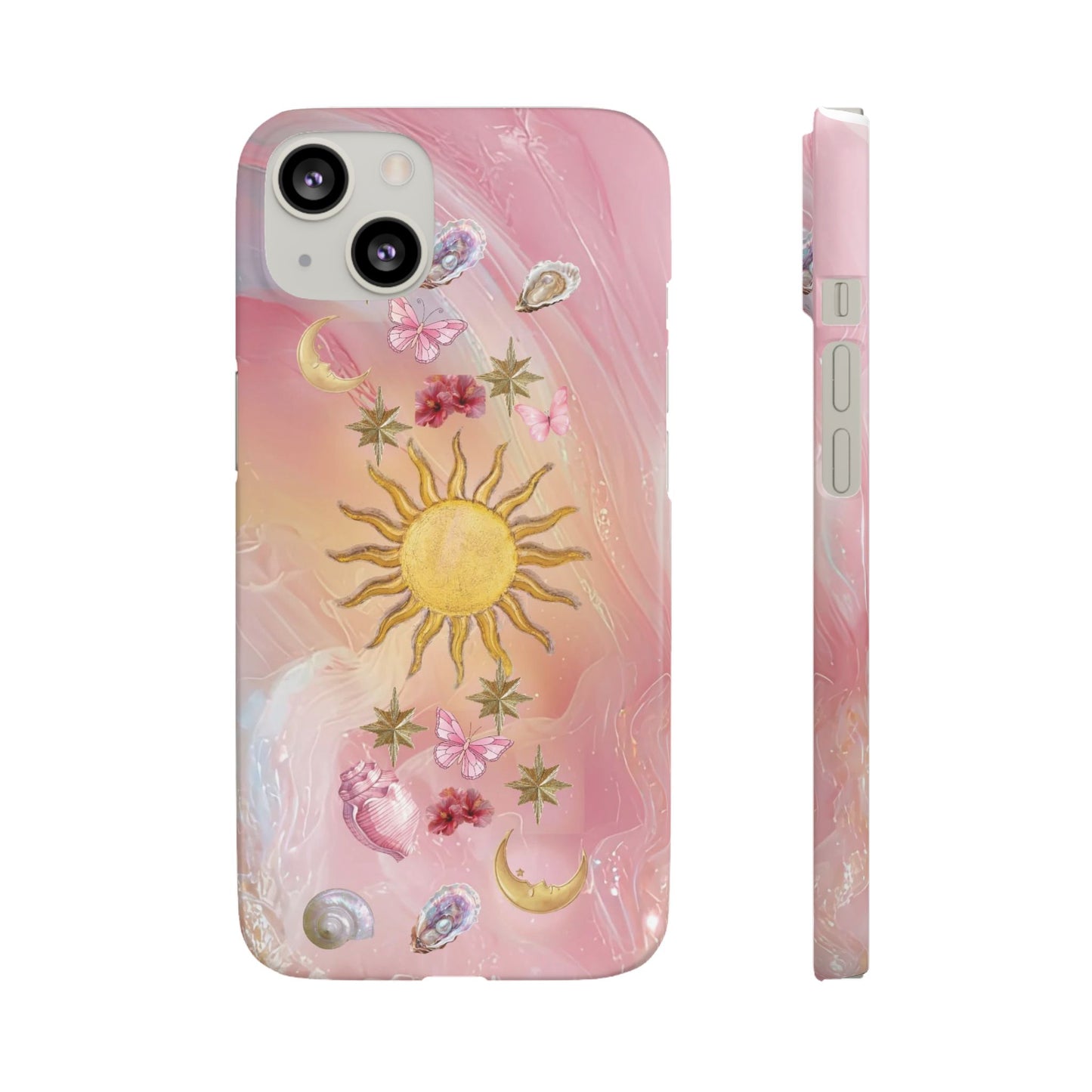 Celestial Sun & Moon Pink | Slim Snap iPhone Case