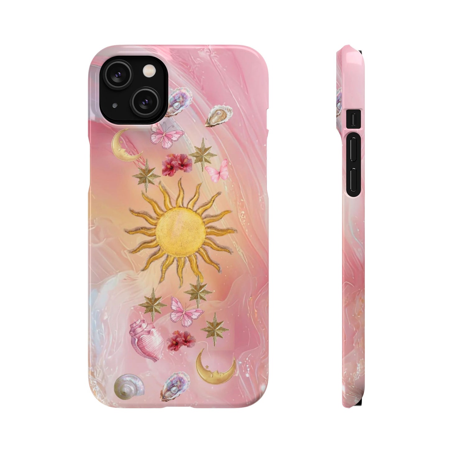 Celestial Sun & Moon Pink | Slim Snap iPhone Case