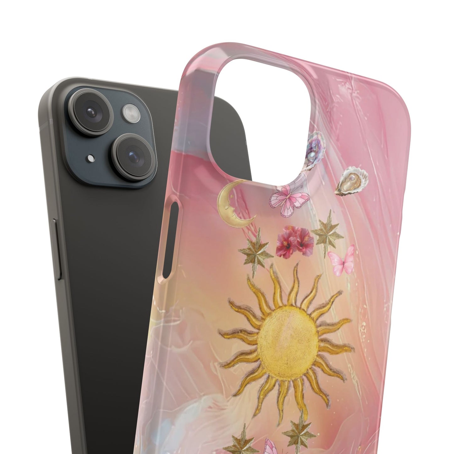 Celestial Sun & Moon Pink | Slim Snap iPhone Case