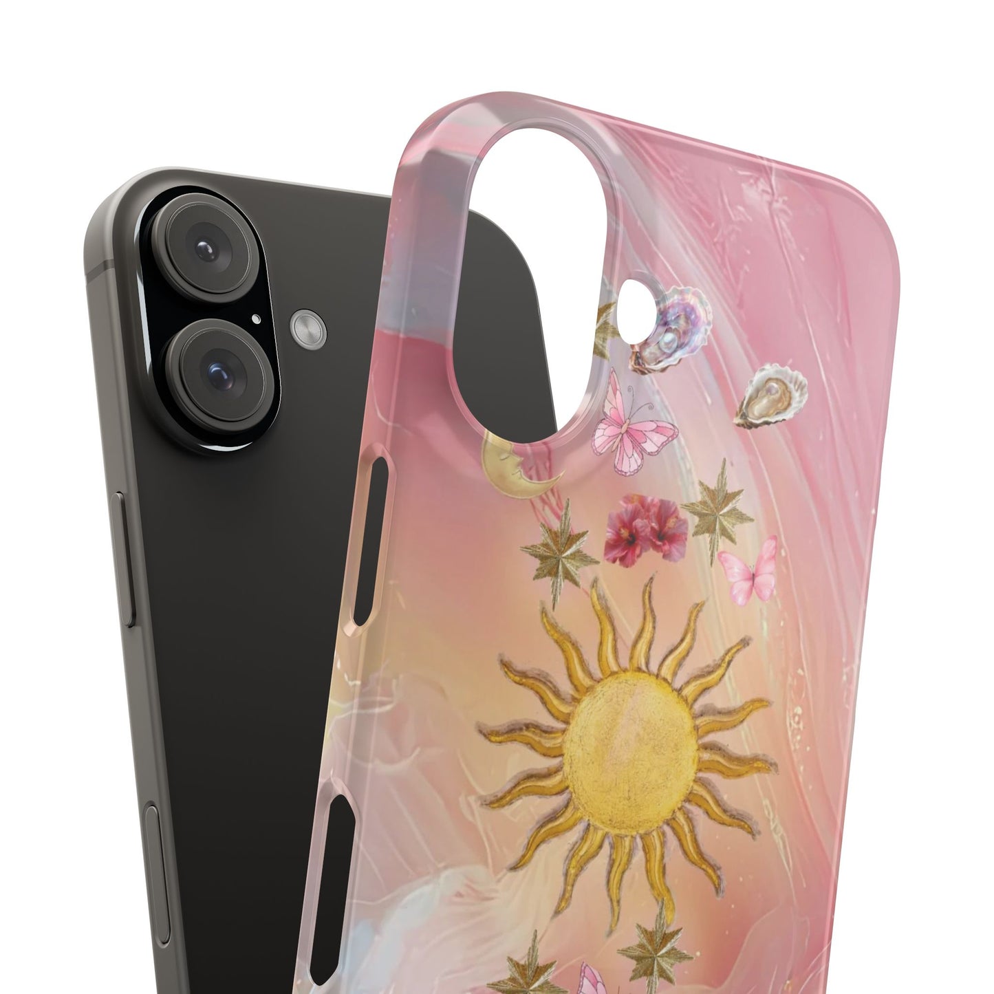 Celestial Sun & Moon Pink | Slim Snap iPhone Case