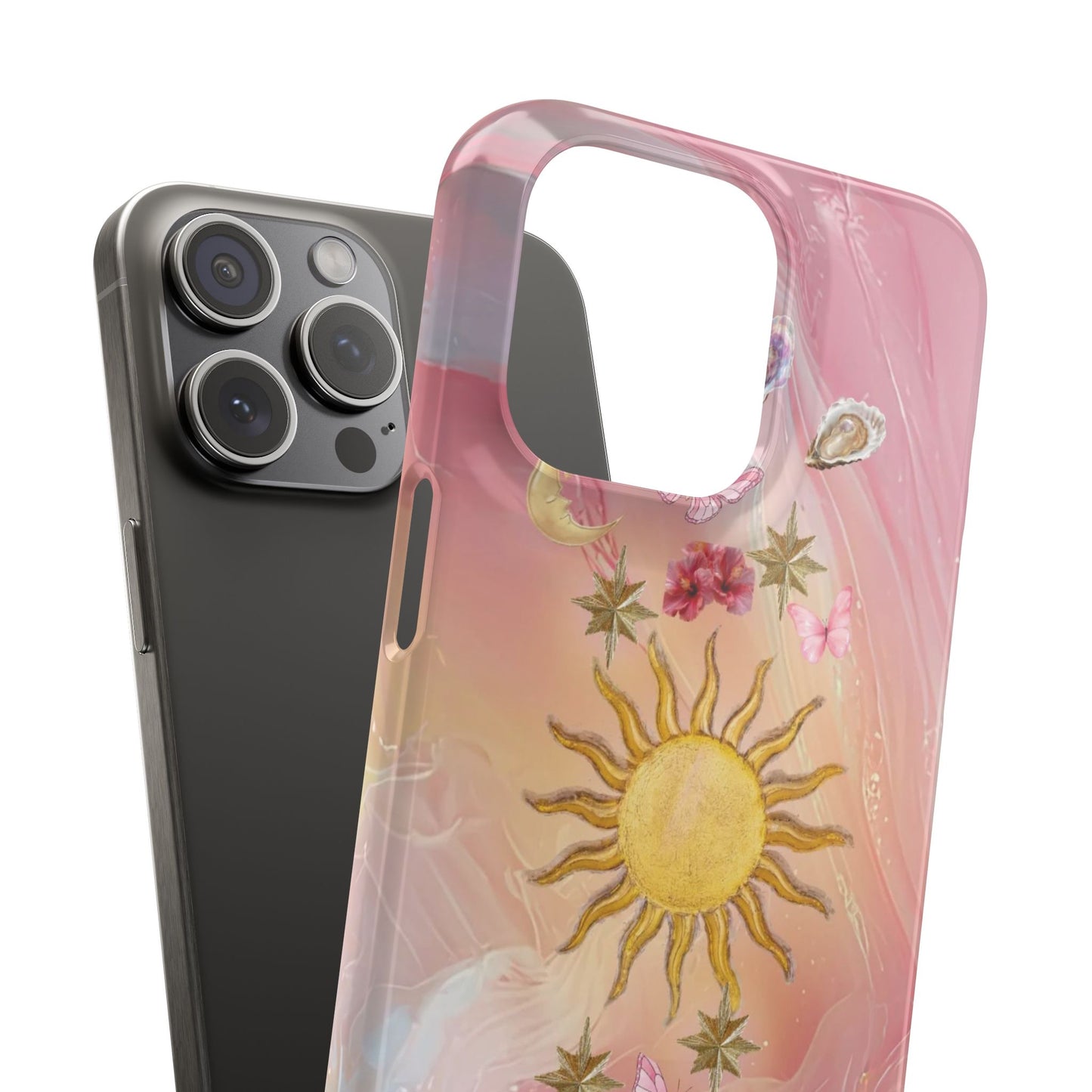 Celestial Sun & Moon Pink | Slim Snap iPhone Case