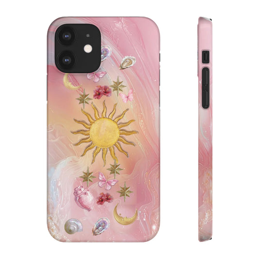 Celestial Sun & Moon Pink | Slim Snap iPhone Case