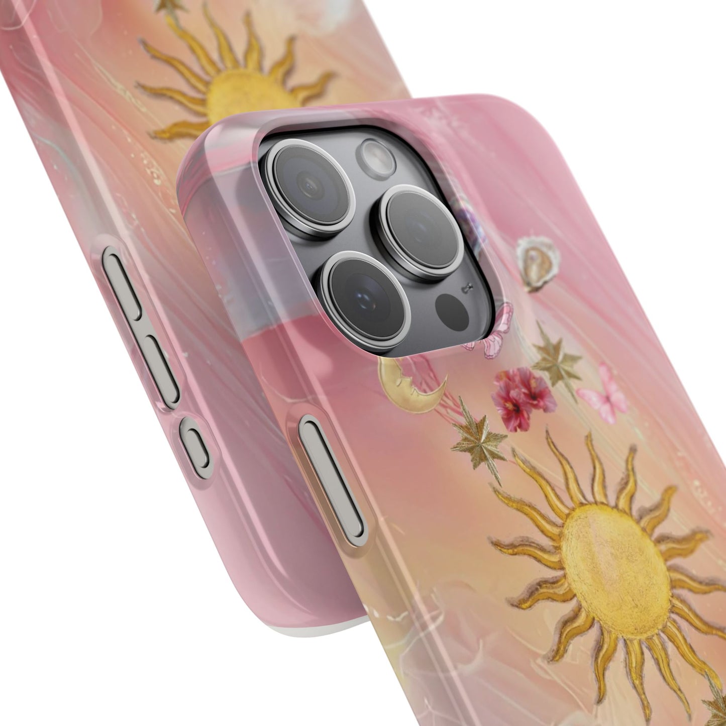 Celestial Sun & Moon Pink | Slim Snap iPhone Case