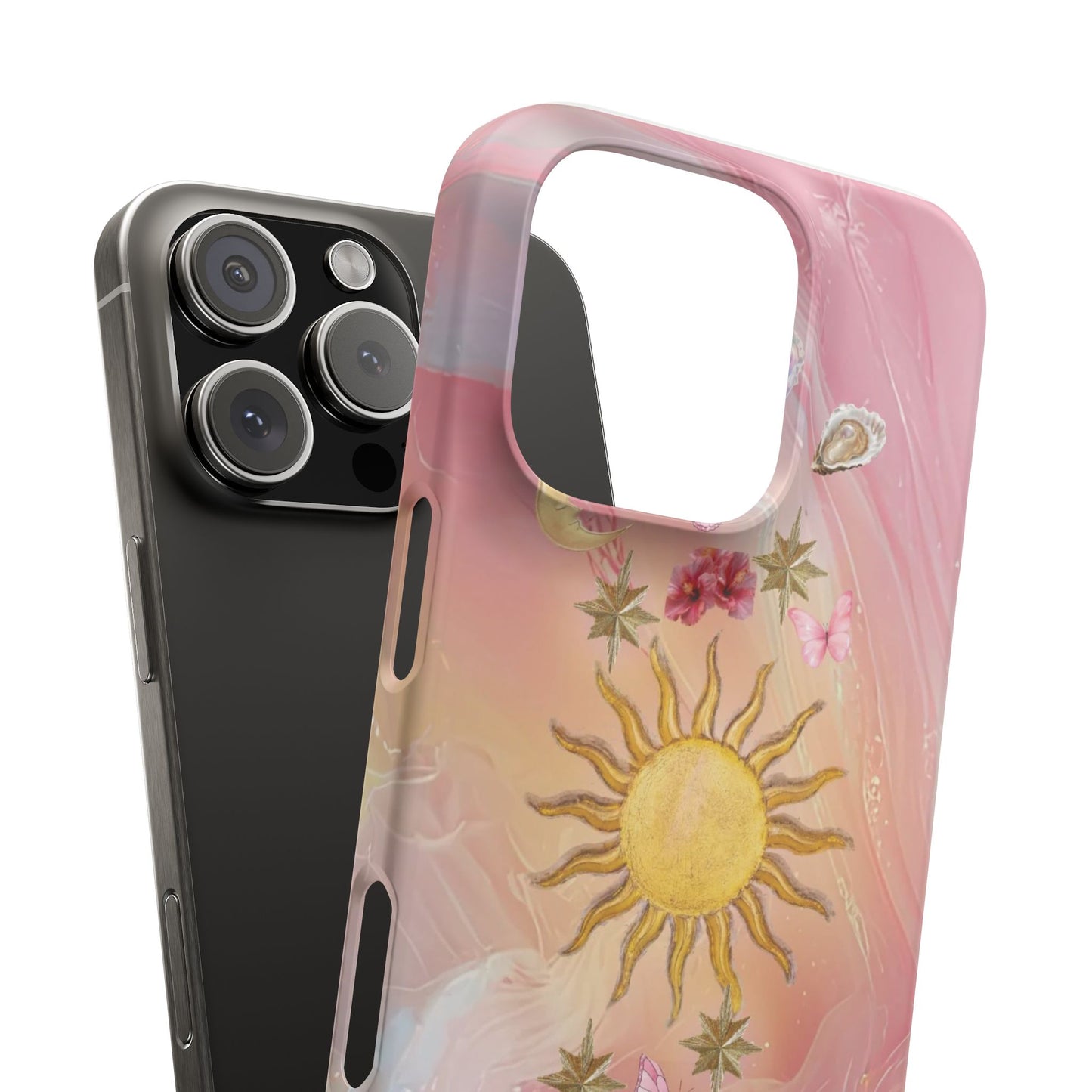 Celestial Sun & Moon Pink | Slim Snap iPhone Case