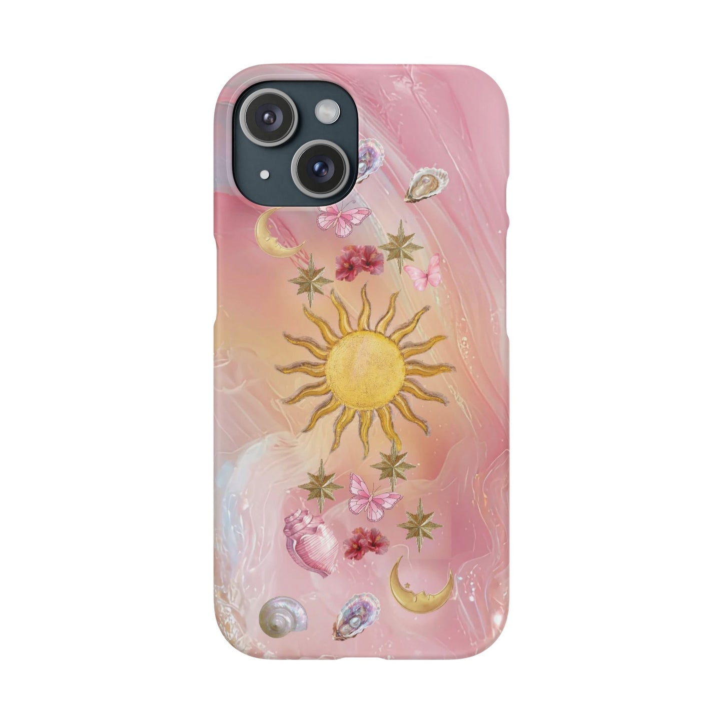 Celestial Sun & Moon Pink | Slim Snap iPhone Case