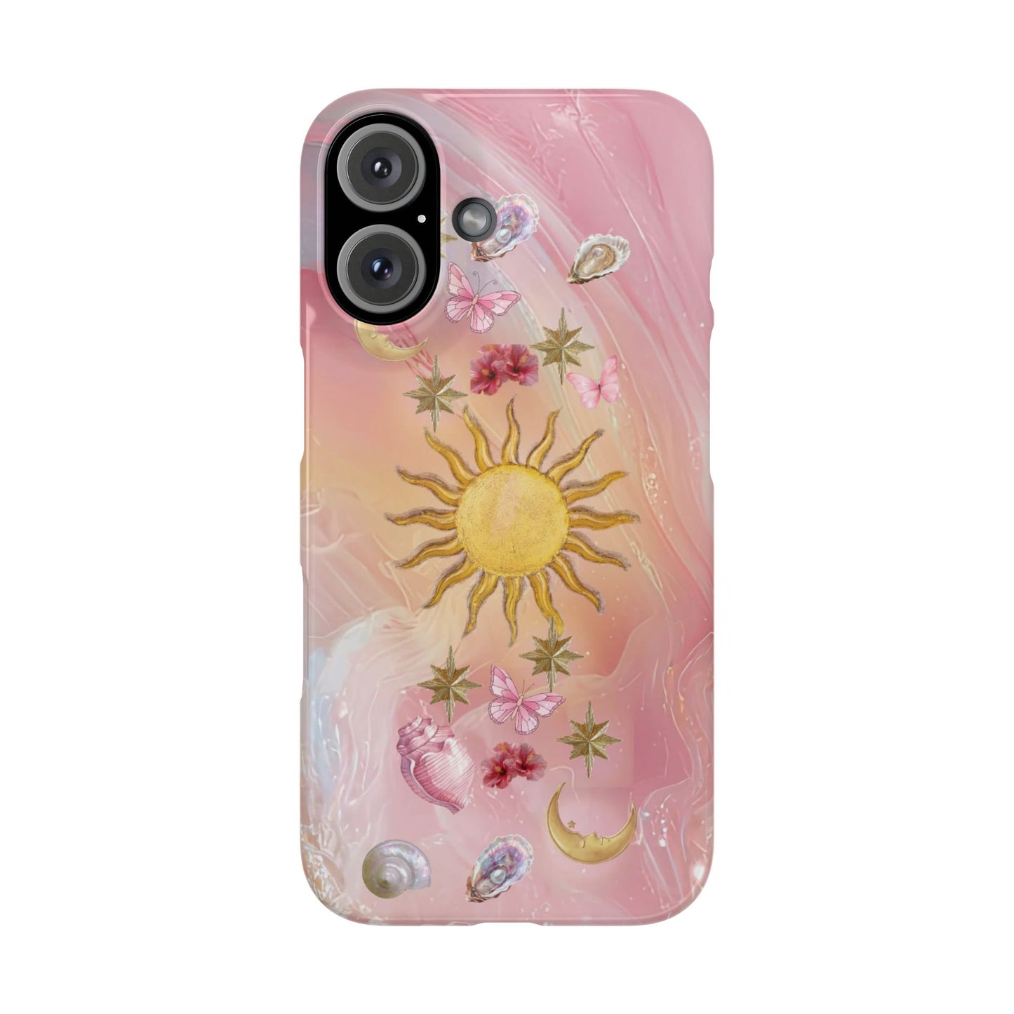 Celestial Sun & Moon Pink | Slim Snap iPhone Case