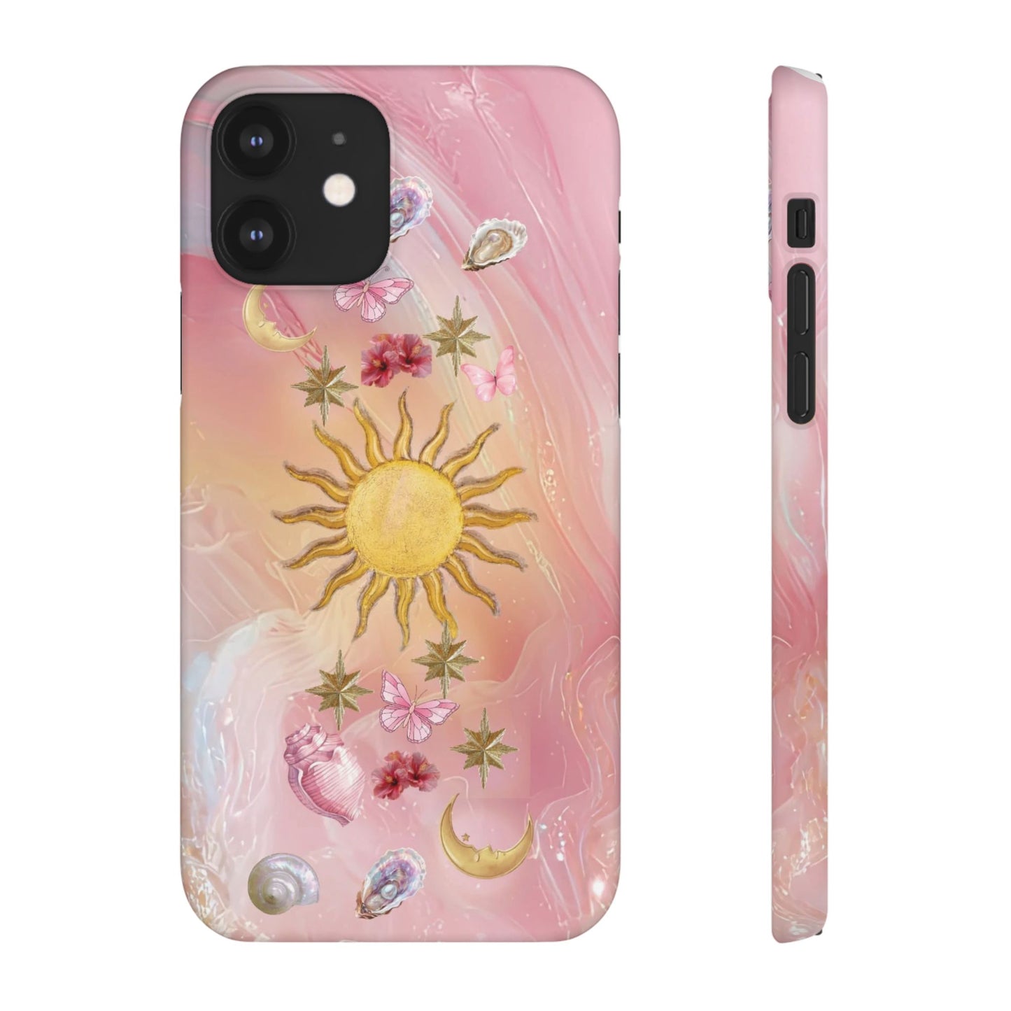 Celestial Sun & Moon Pink | Slim Snap iPhone Case