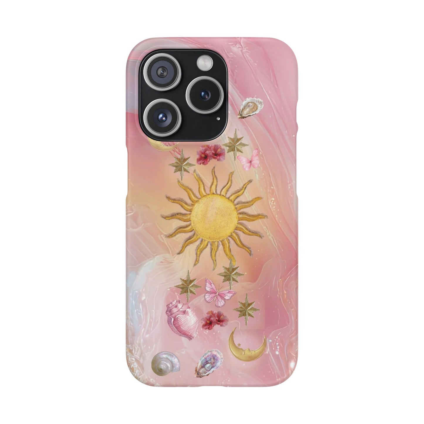 Celestial Sun & Moon Pink | Slim Snap iPhone Case